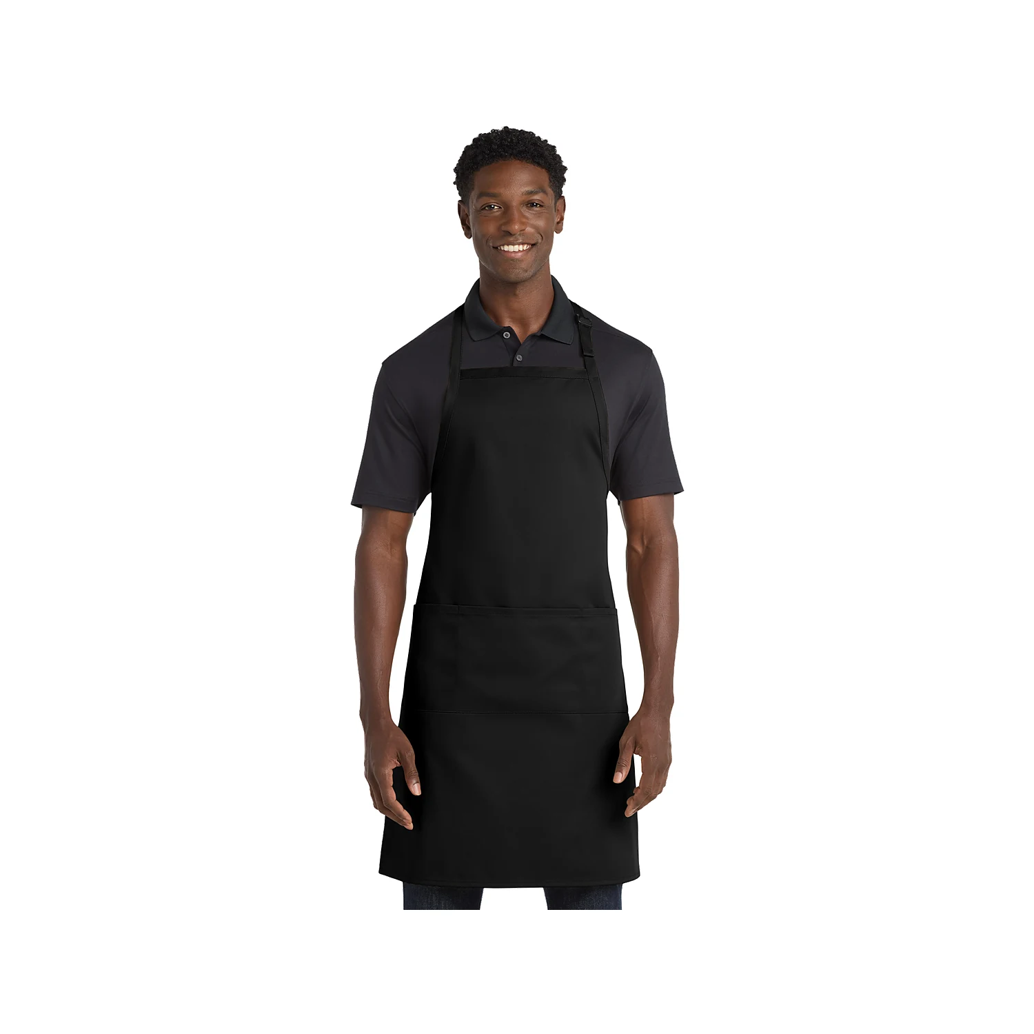 Port Authority Easy Care Extra Long Bib Apron with Stain Release - Black