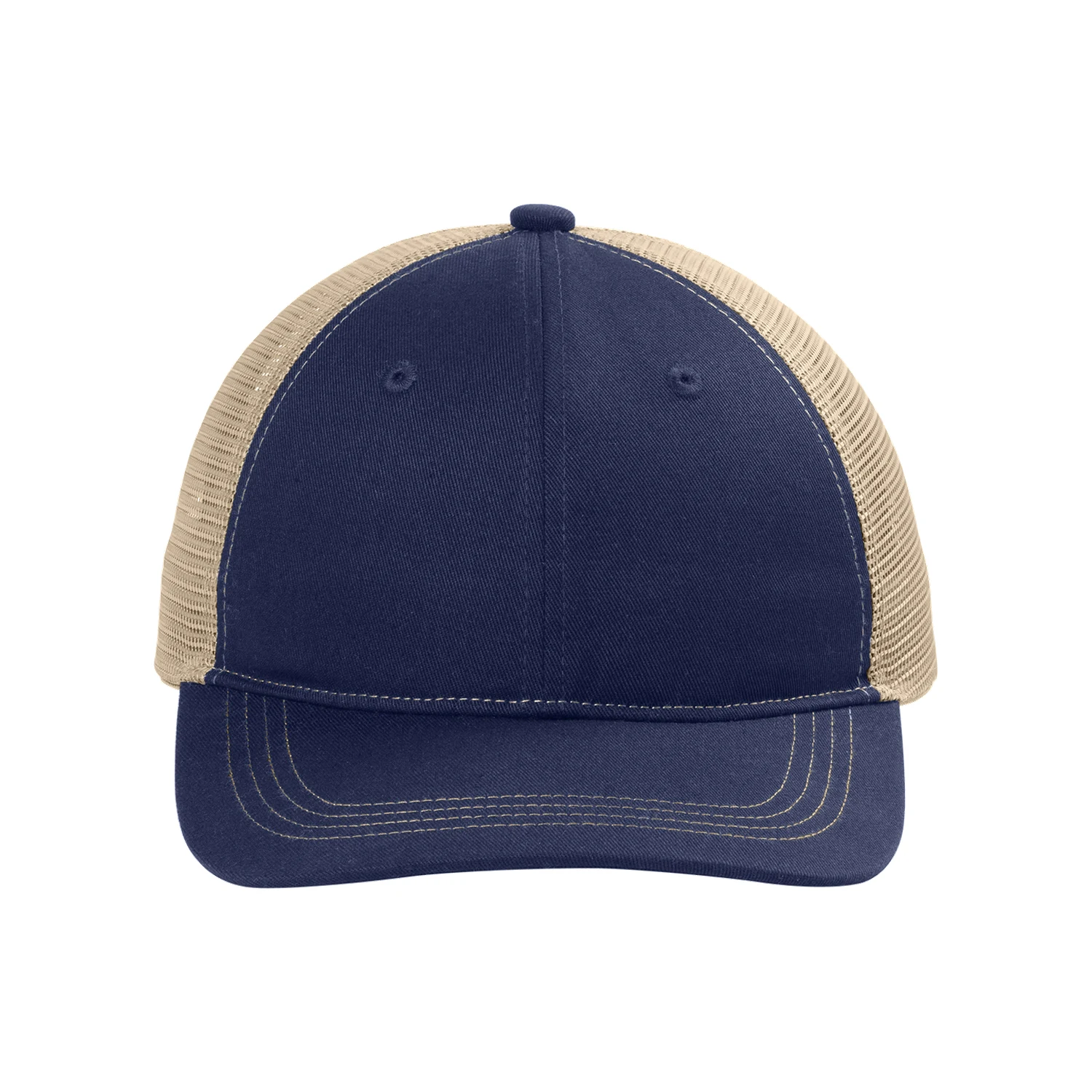 Port Authority Unstructured Snapback Trucker Cap C409 - True Navy/ Tan