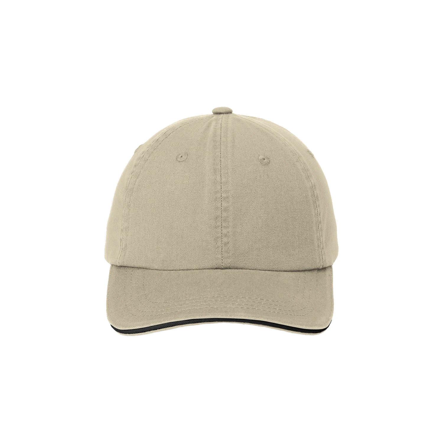 Port Authority Sandwich Bill Cap with Striped Closure C830 - Stone/ Black