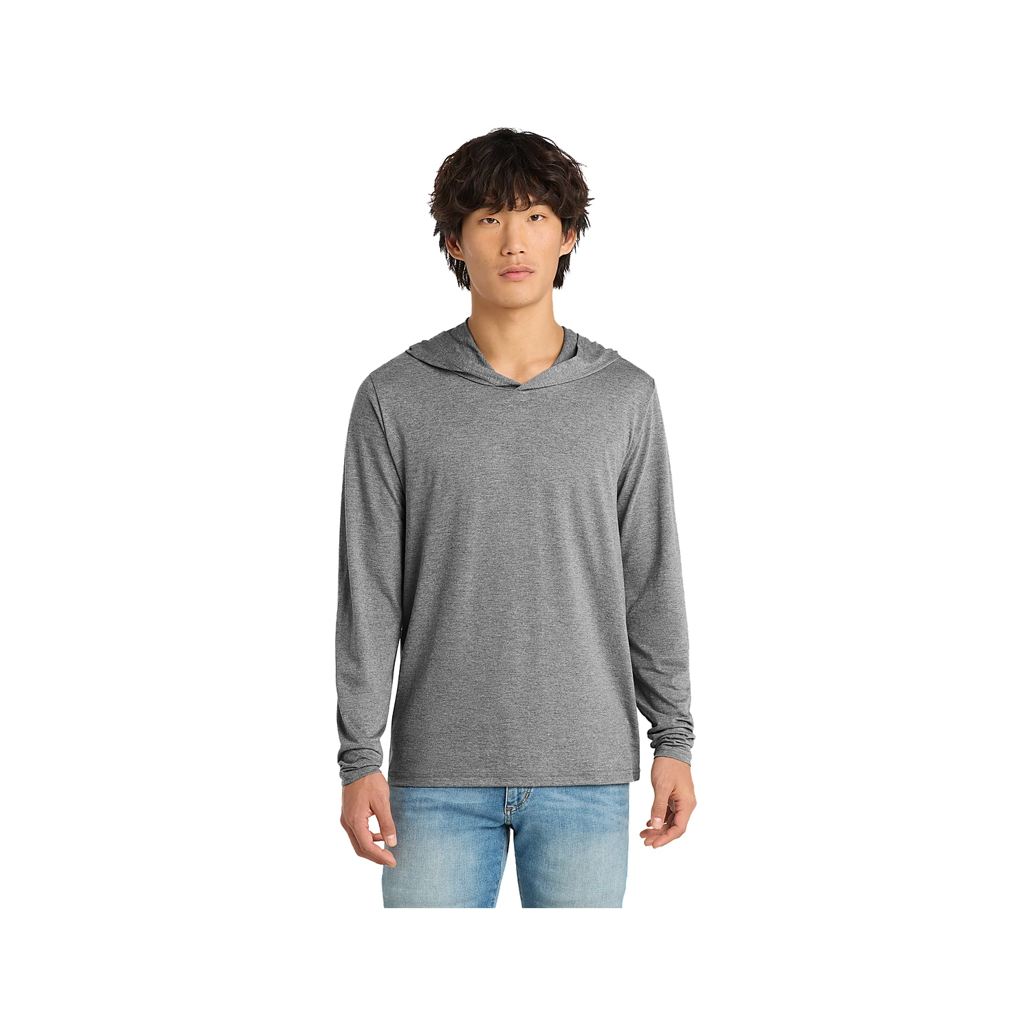 District Made Mens Perfect Tri Long Sleeve Hoodie - Grey Frost