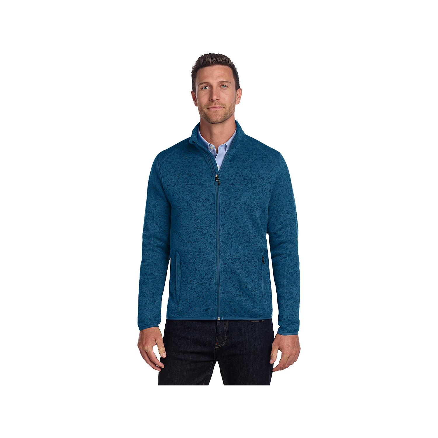 Port Authority Sweater Fleece Jacket - Med Blue Hthr