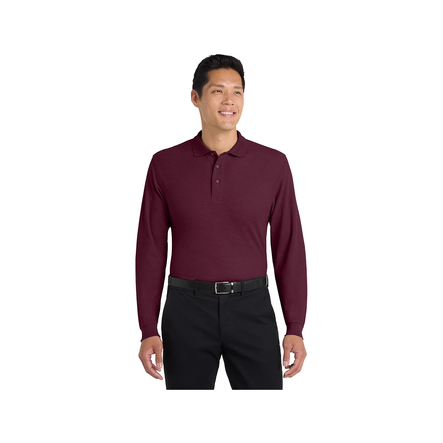 Port Authority Long Sleeve Silk Touch Polo - Burgundy