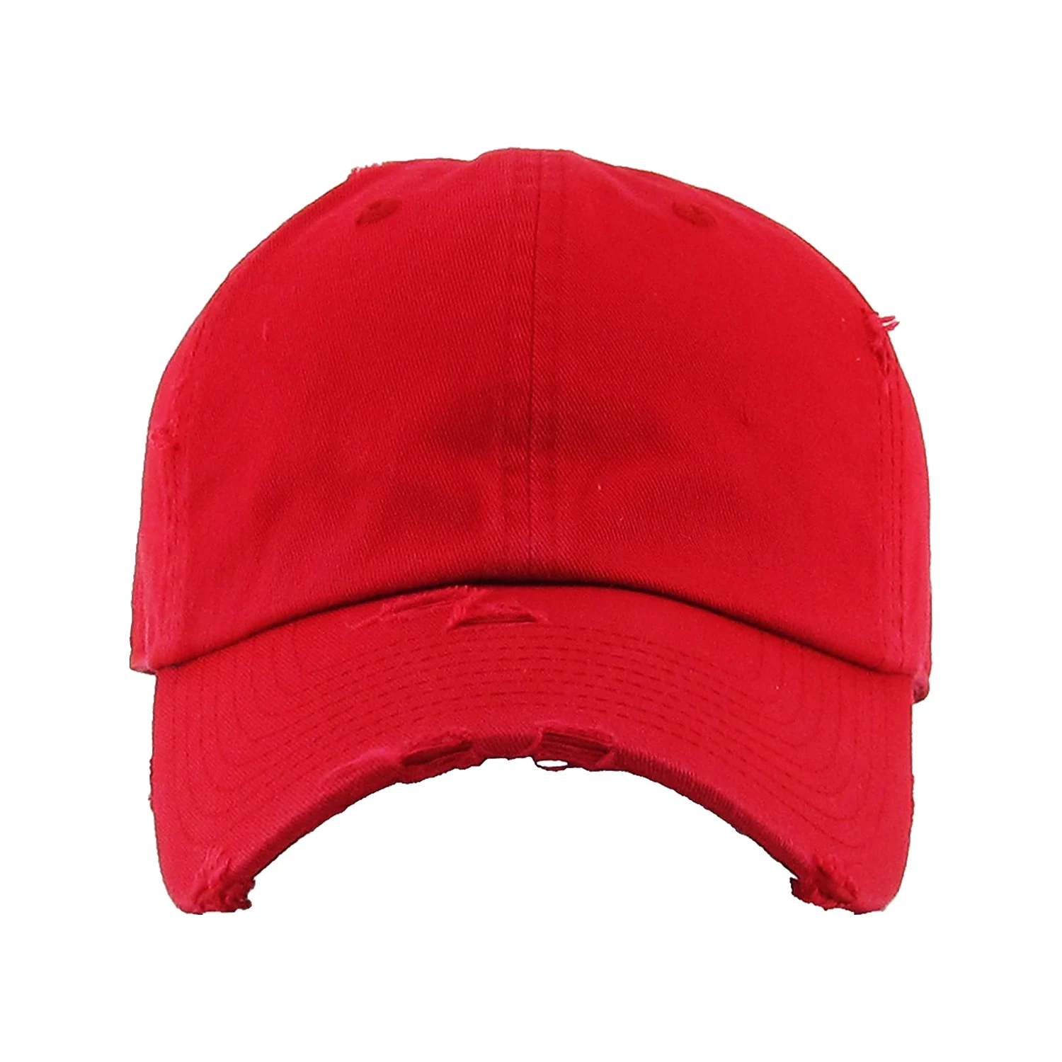 Distressed Junior Size Baseball Cap - Red