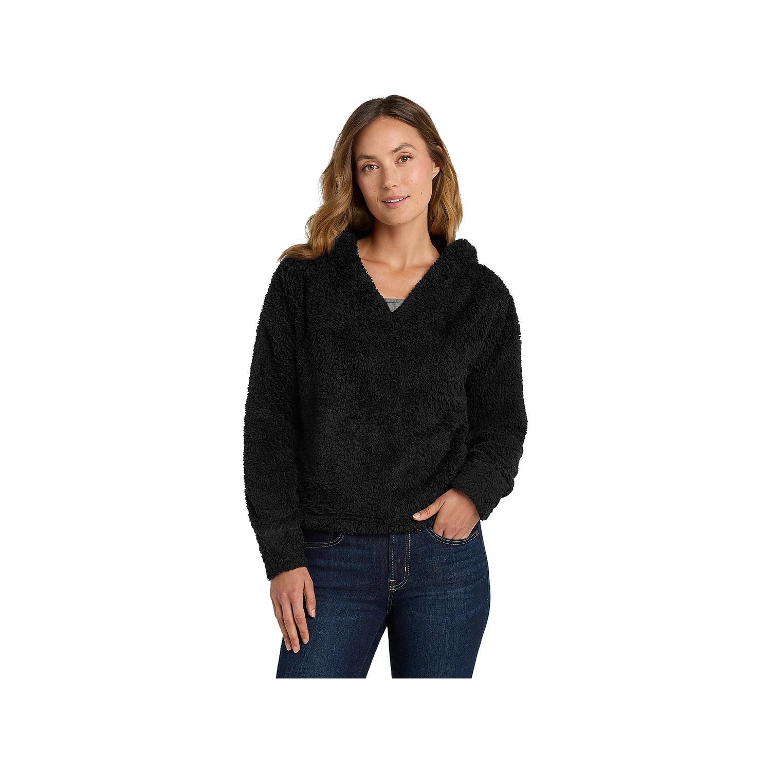 Port Authority Ladies Cozy Fleece Hoodie - Black