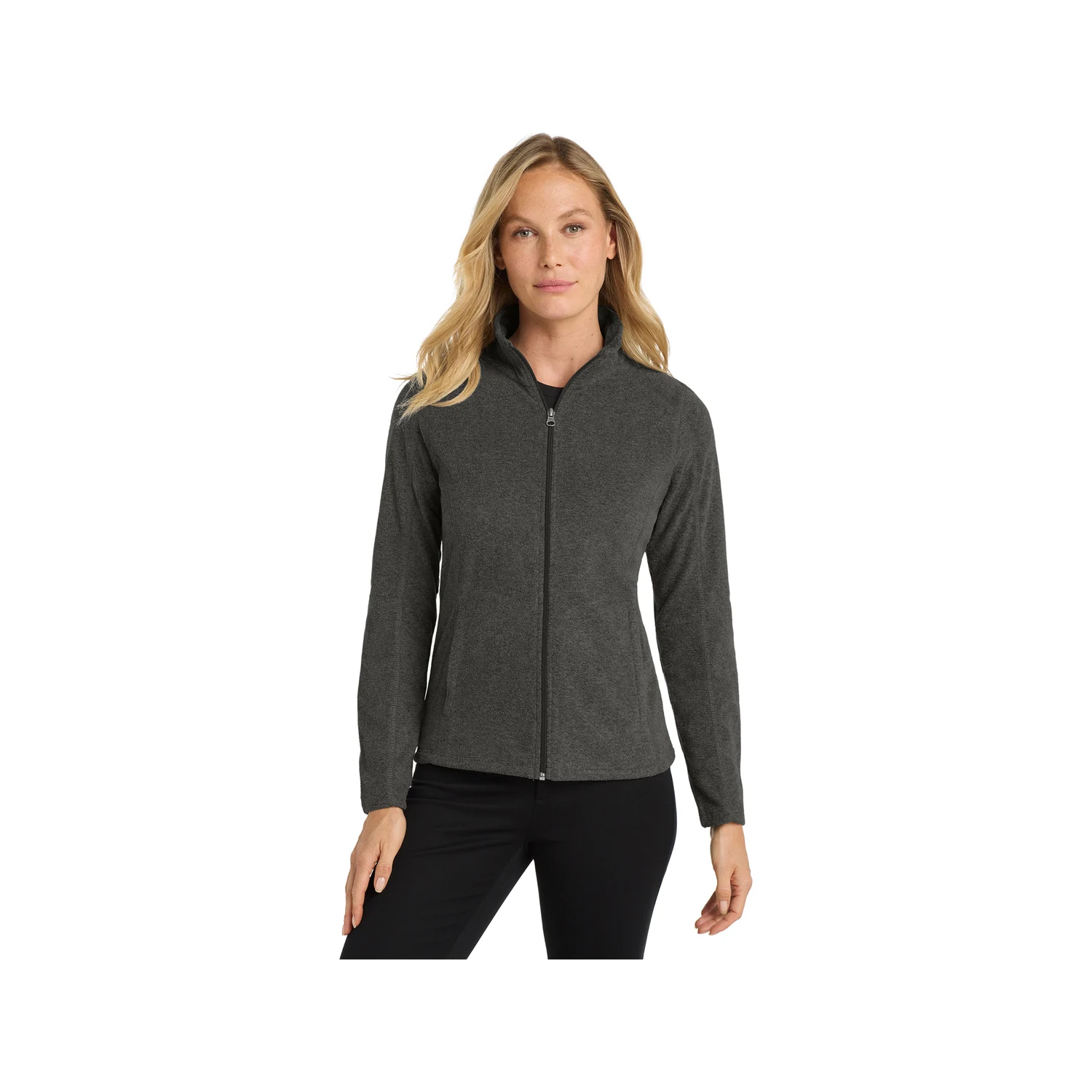 Port Authority Ladies Heather Microfleece Full-Zip Jacket - Black Char Hea