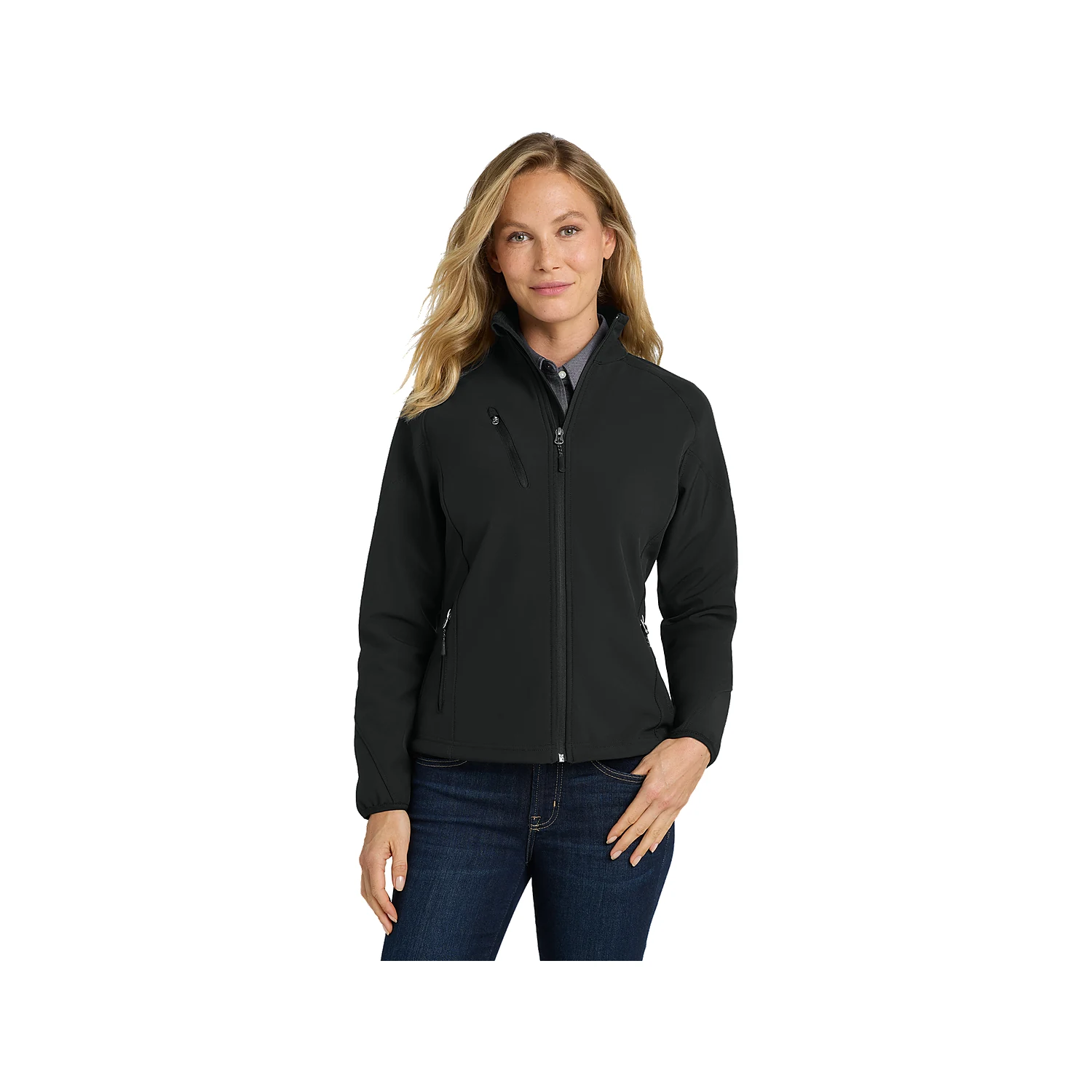 Port Authority Ladies Textured Soft Shell Jacket - Black