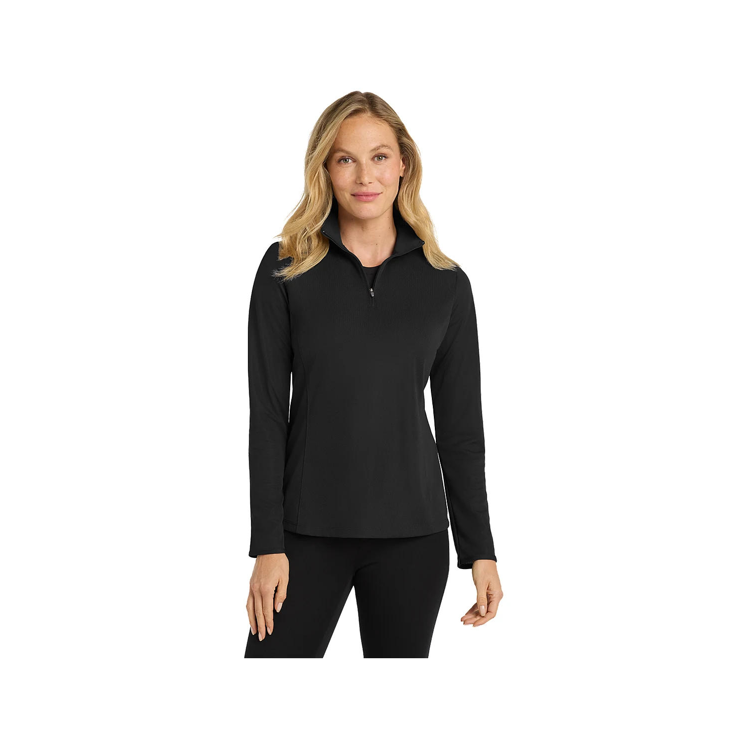 Port Authority Ladies Pinpoint Mesh 1/2-Zip Pullover - Black