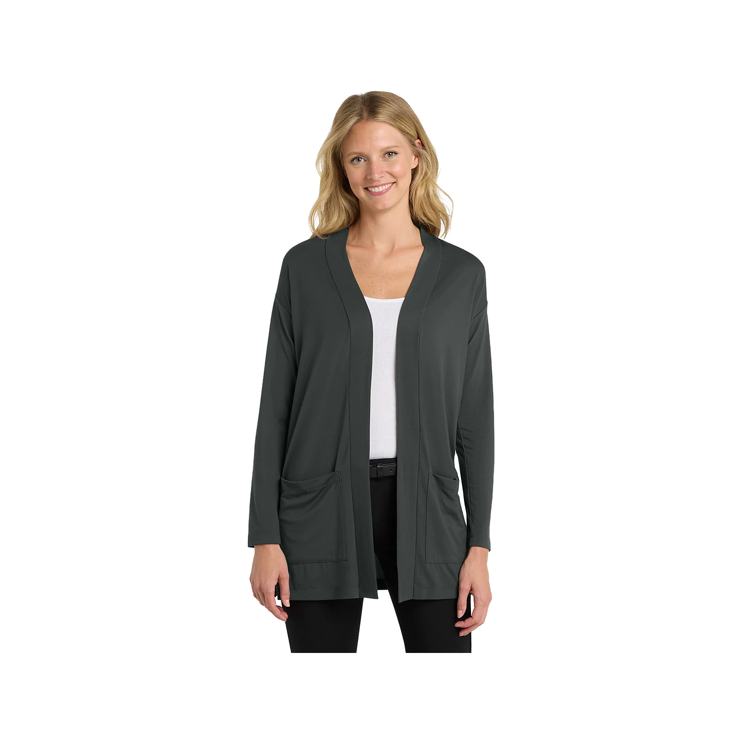 Port Authority Women's Concept Long Pocket Cardigan LK5434 - Grey Smoke