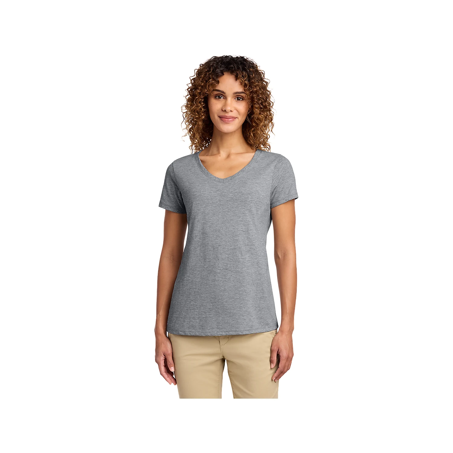 Port & Company Ladies Fan Favorite V-Neck Tee - Athletic Hthr