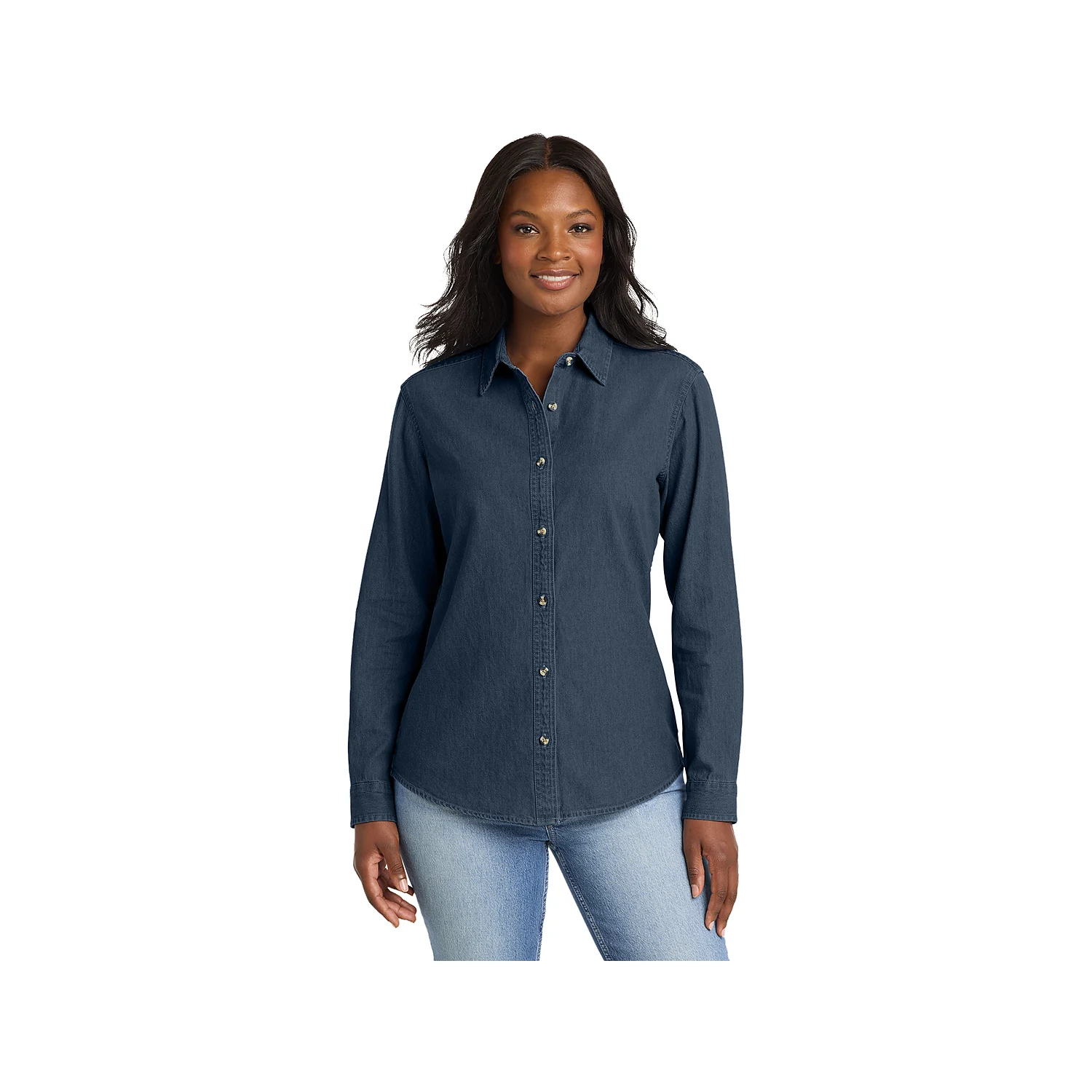 Port & Company Ladies Long Sleeve Value Denim Shirt - Ink