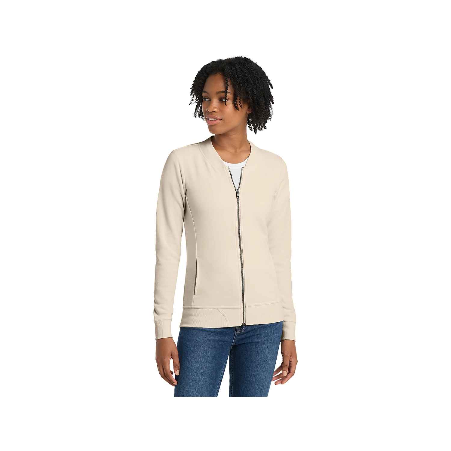 Sport-Tek Ladies Lightweight French Terry Bomber - Ecru