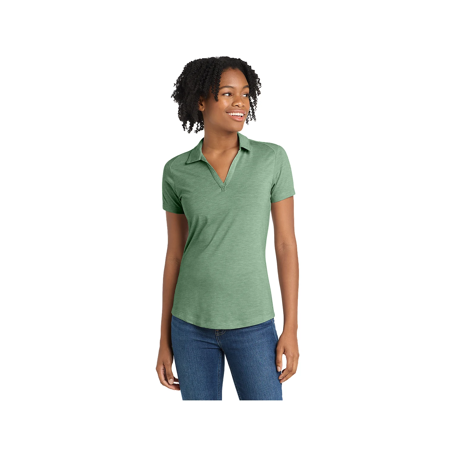 Sport-Tek Ladies PosiCharge Tri-Blend Wicking Polo - Forest Grn Hth