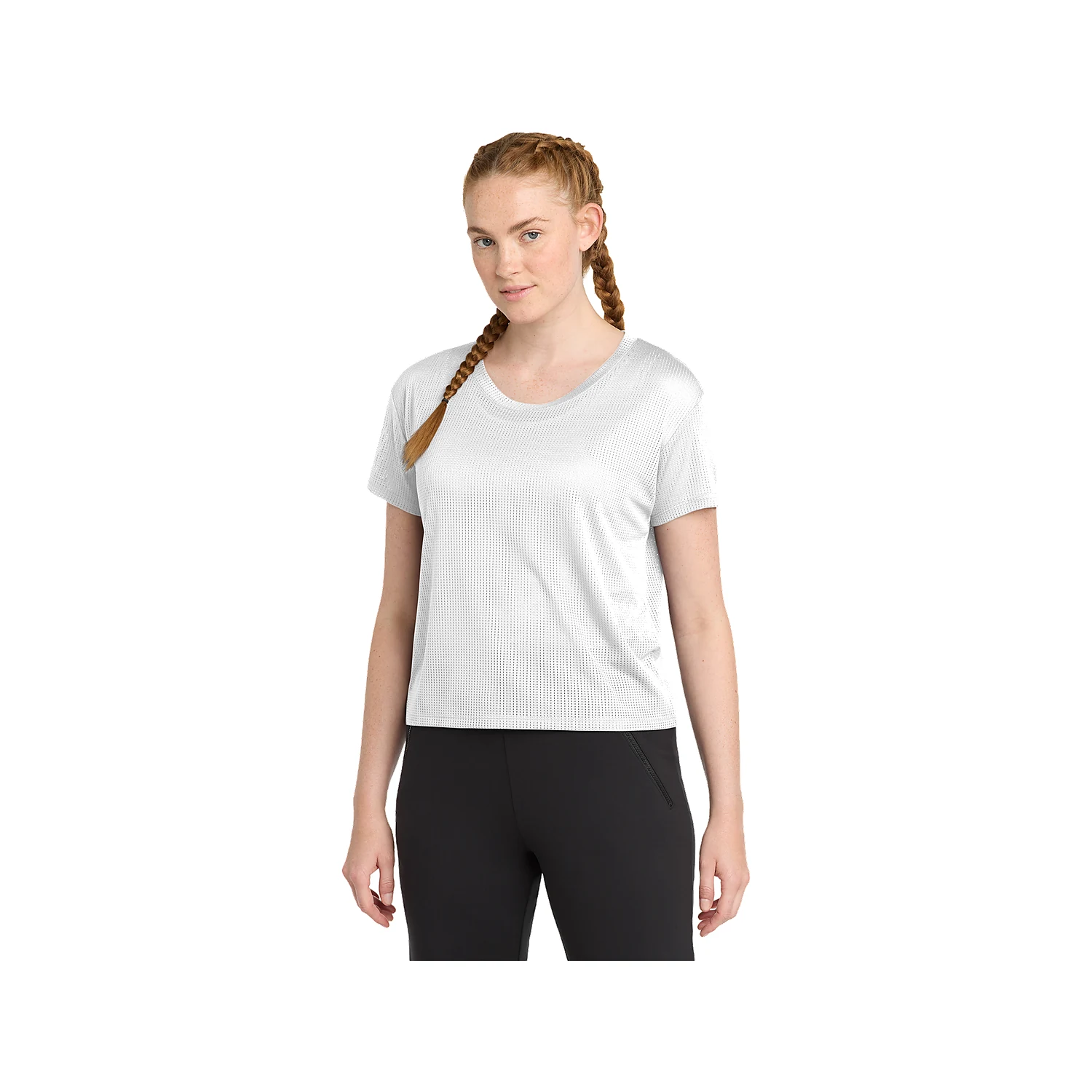 Sport-Tek Ladies PosiCharge Tri-Blend Wicking Draft Crop Tee - White