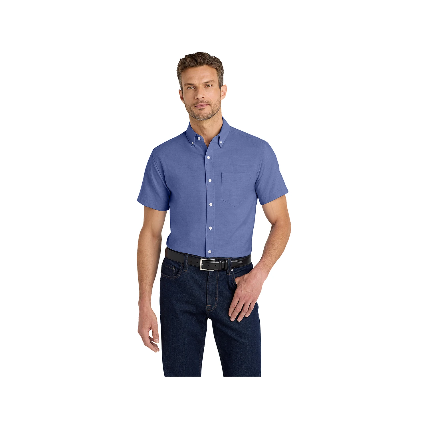 Port Authority Short Sleeve SuperPro Oxford Shirt - Navy