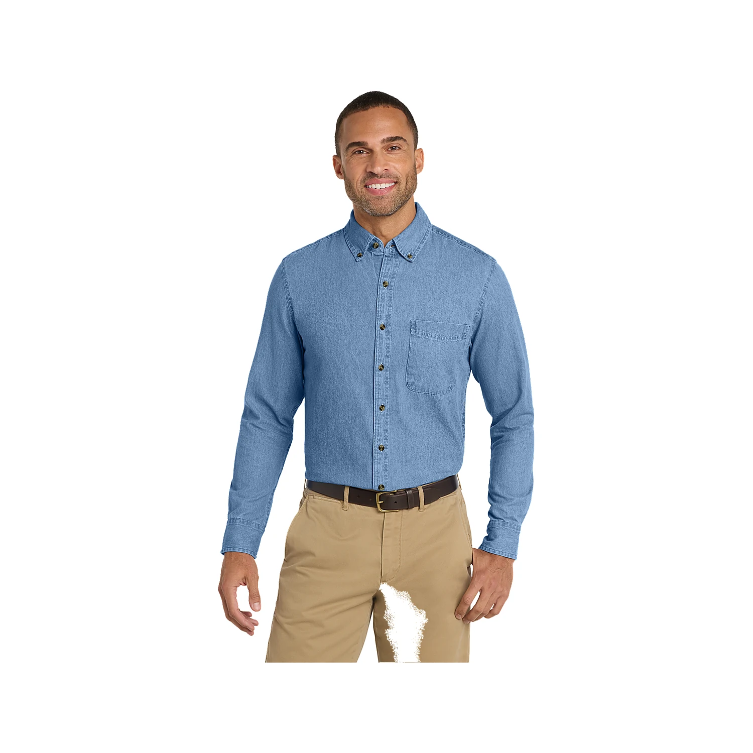 Port & Company Long Sleeve Value Denim Shirt - Faded Blue