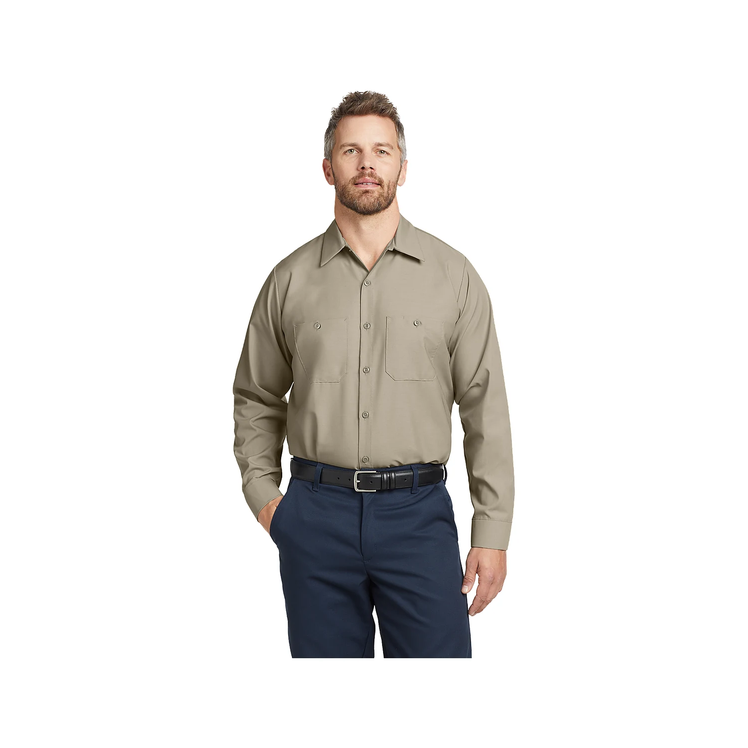Red Kap Long Sleeve Industrial Work Shirt - Light Tan