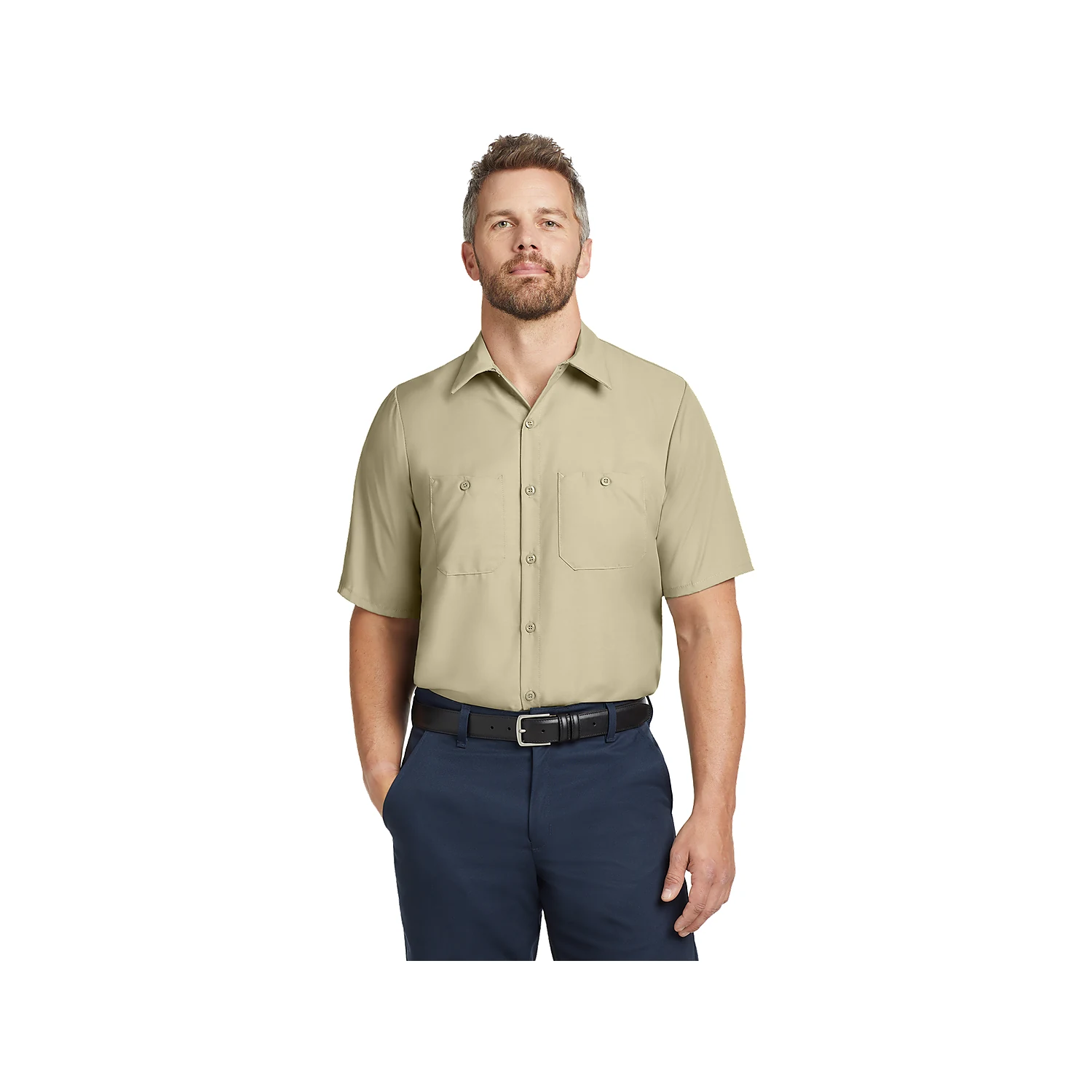 Red Kap Short Sleeve Industrial Work Shirt - Light Tan
