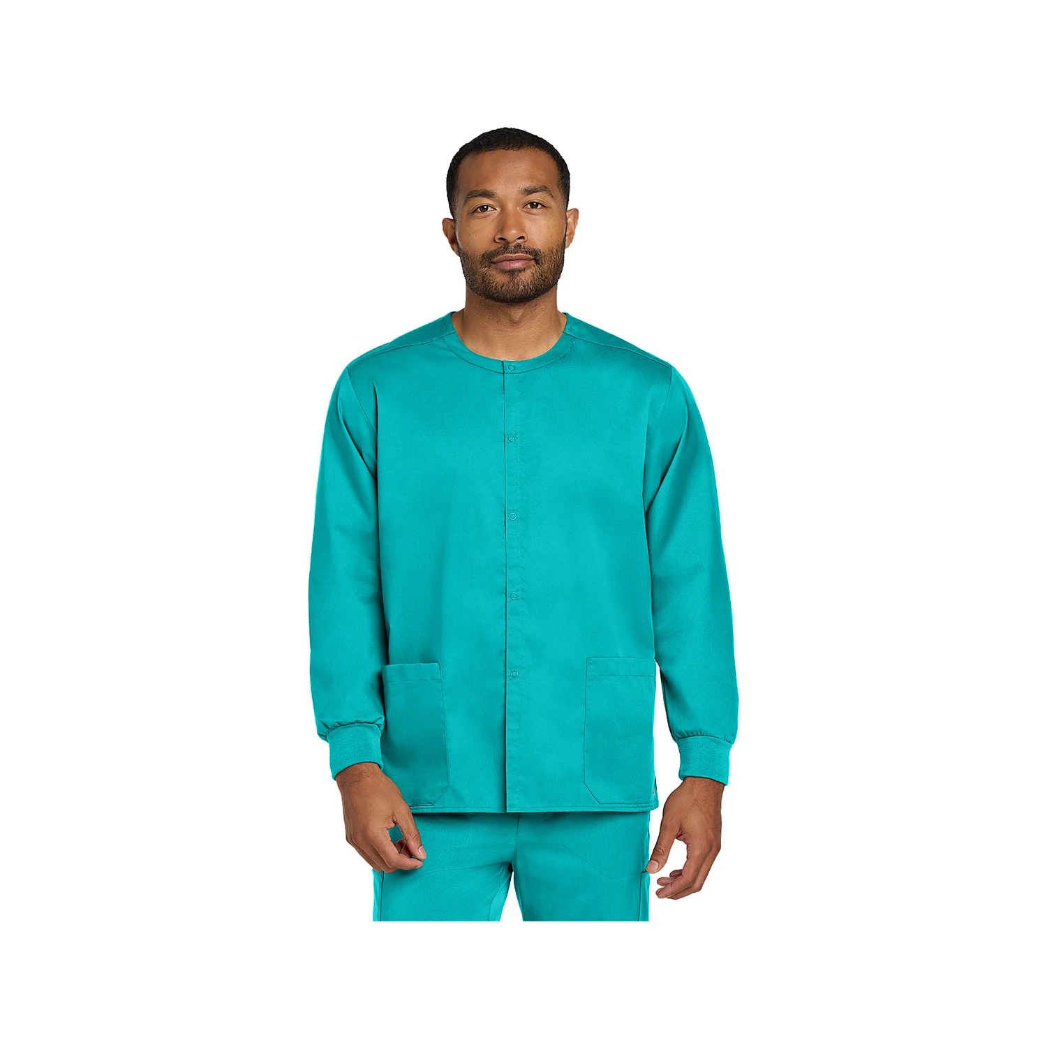 WonderWink Unisex WorkFlex Snap-Front Scrub Jacket WW3080 - Teal