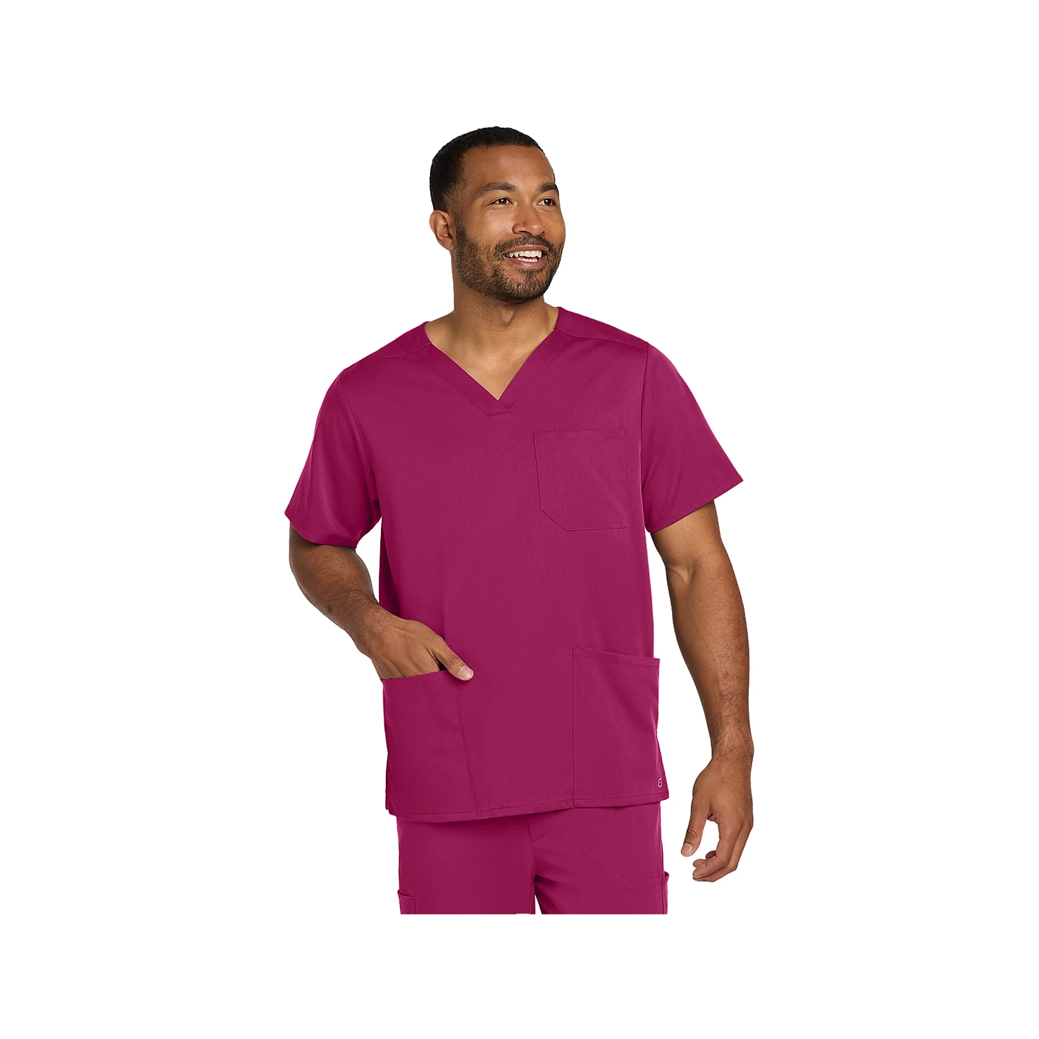 WonderWink Men's Premiere Flex V-Neck Top WW5068 - Wine