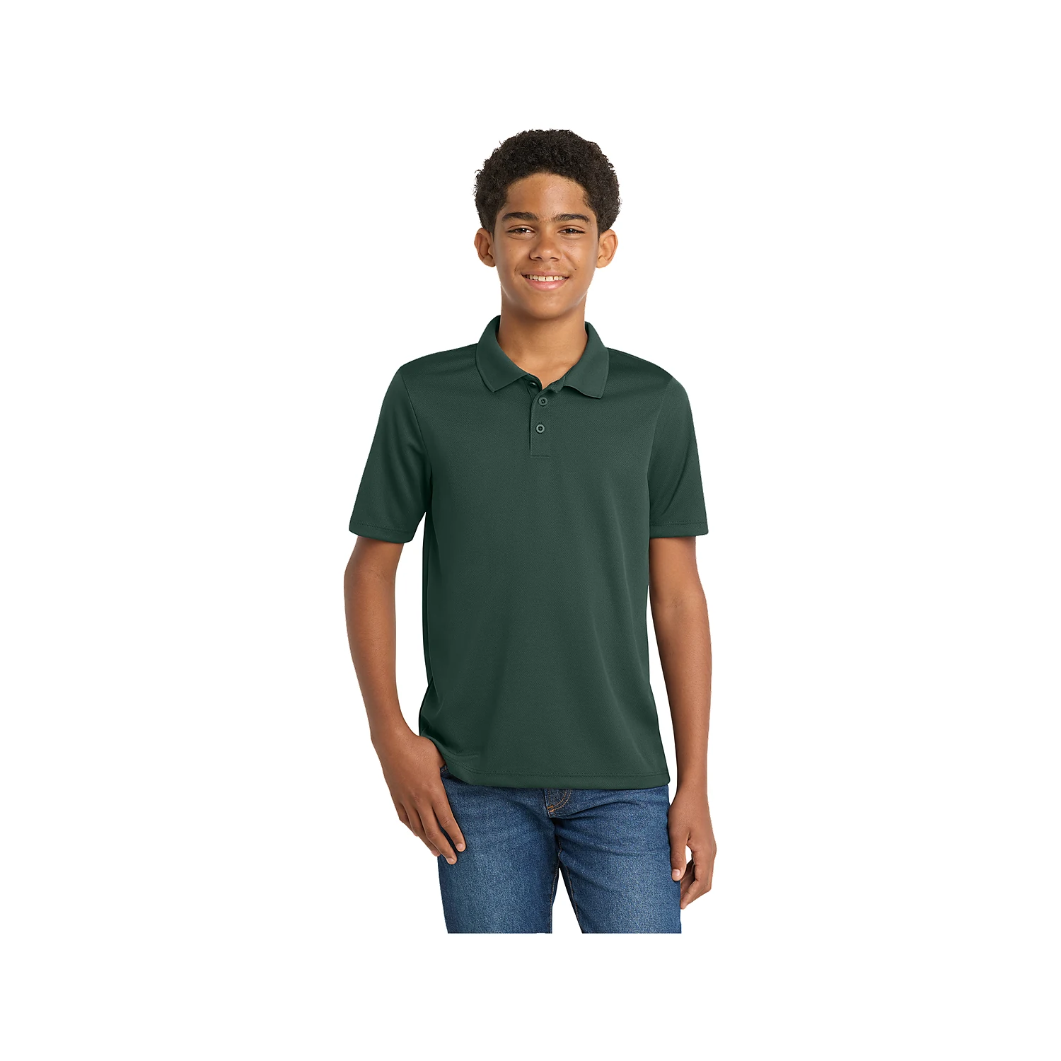 Sport-Tek Youth PosiCharge RacerMesh Polo - Dark Forest Gn